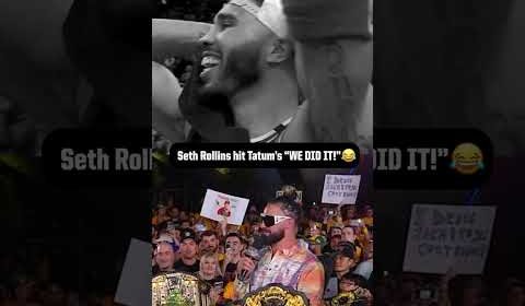 Seth Rollins' reaction to winning the Men's Crown Jewel Championship vs. Cody Rhodes ð