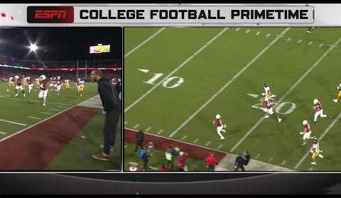 Andrew Luck reacts mid-interview to a Stanford scoop-and-score ð£ï¸ | ESPN College Football